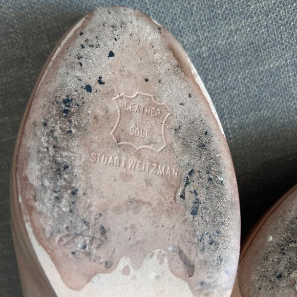 Stuart Weitzman Axis Adobe Aniline Patent Leather Peep Toe Heels Womens Size 7.5 - Picture 9 of 11